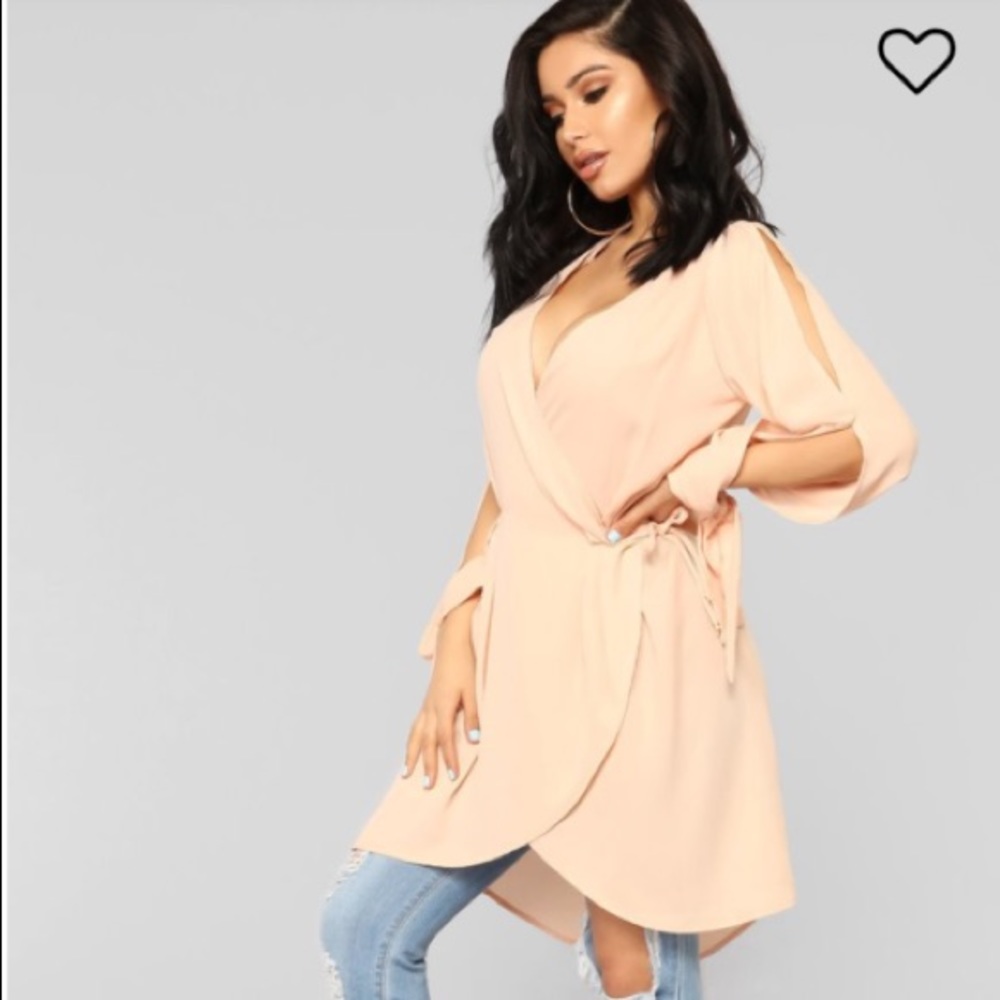 Peach wrap blouse